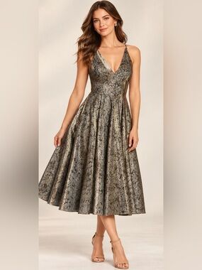 dress the population lyla crepe cocktail dress | Dresses | The Population Plunge Midi Dress Choose Your Fabric Type:Swim Knit 58” 225 GSM 82/18 Poly Spandex Size_12.5 Women's Brown Pointelle-Knit Beach Midi dress The straight